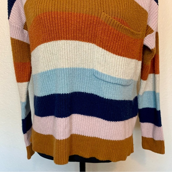Madewell Thompson Pocket Pullover Sweater Rainbow Stripe Size Small - Picture 4 of 14